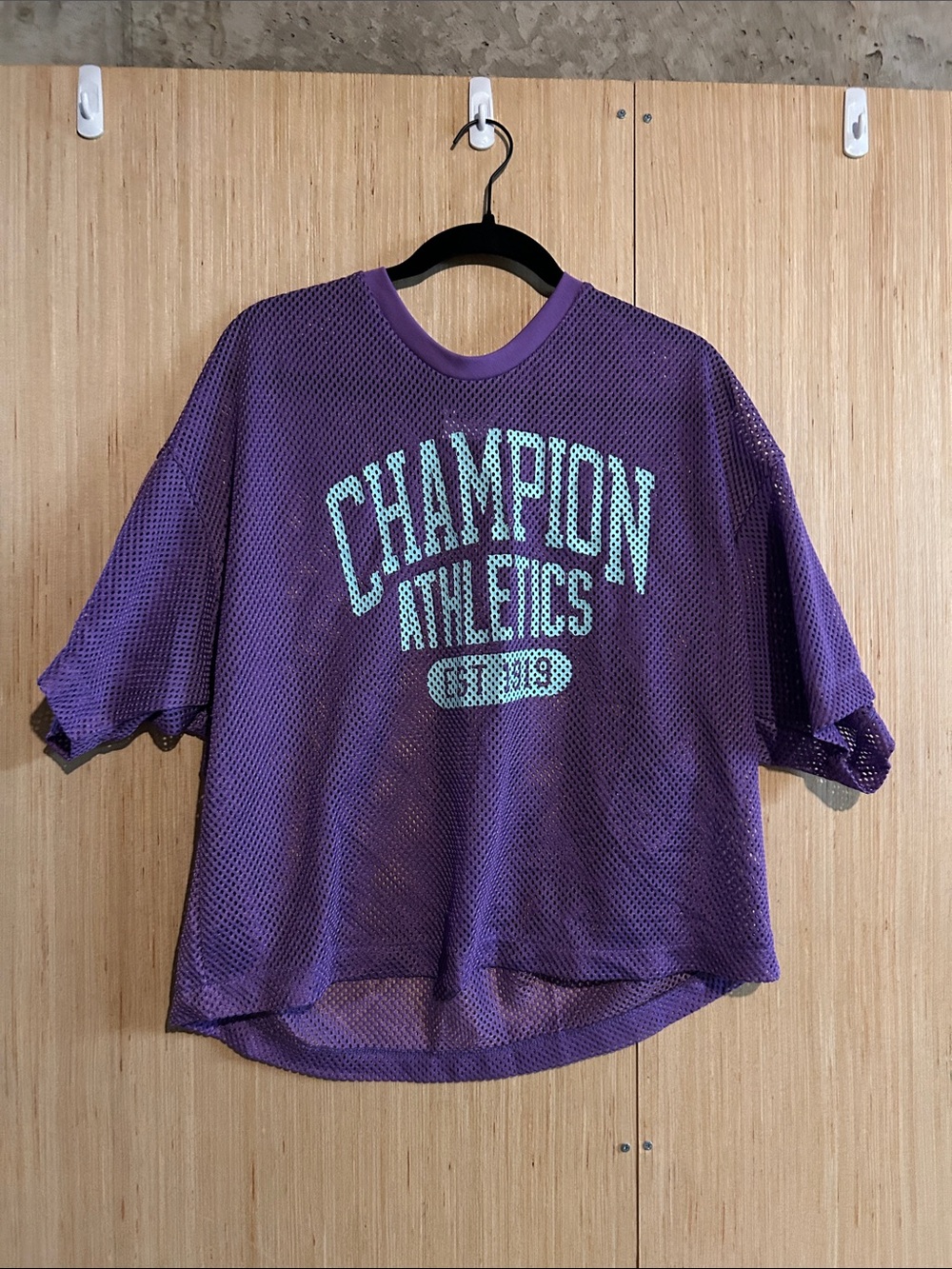 Champion Purple Mesh Short Sleeve Tee with Mint Graphic